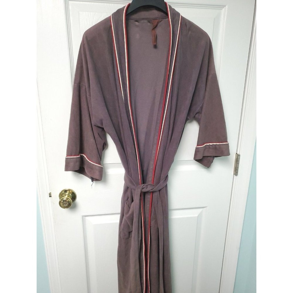 Vintage Michael Paige Robe Mens Gray W/ Red And White Piping Fits 36-46 Chest